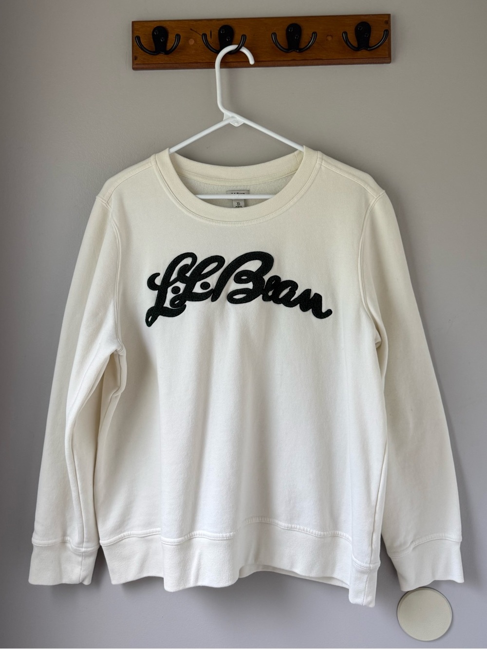L.L. Bean Cream Crewneck with Black Script Logo